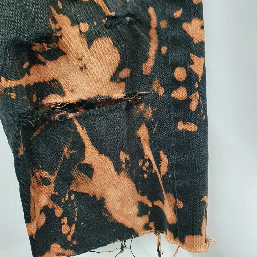 NIKE SB Skateboarding Men's 28 Bleach‎ Dye Black Denim Jeans Shorts 5 Pockets